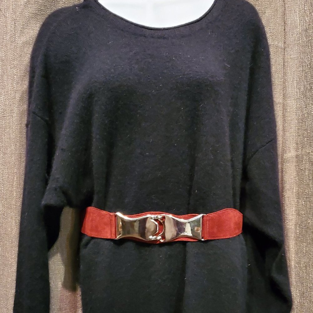 Italy leather garnet suede belt metal buckle & acc